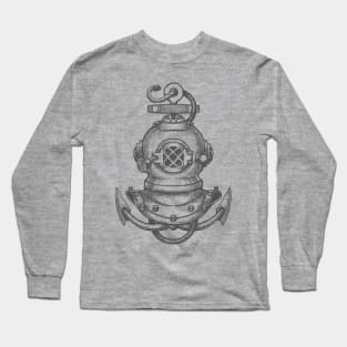 Diving Helmet and Ship Anchor Long Sleeve T-Shirt